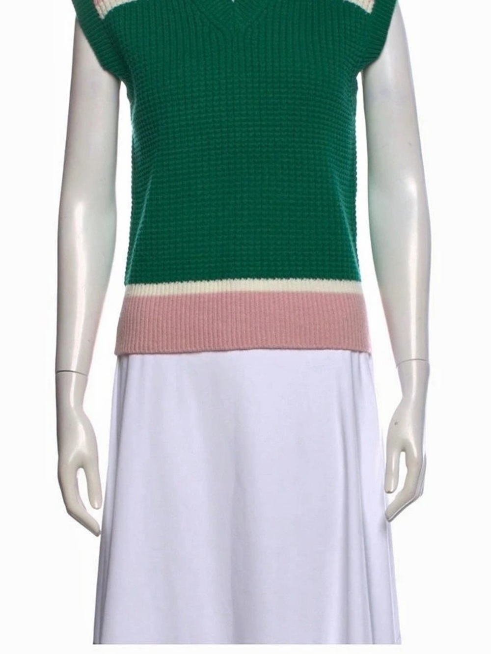 Marni Colorblock V-Neck Sweater Vest Green Pink Size Medium